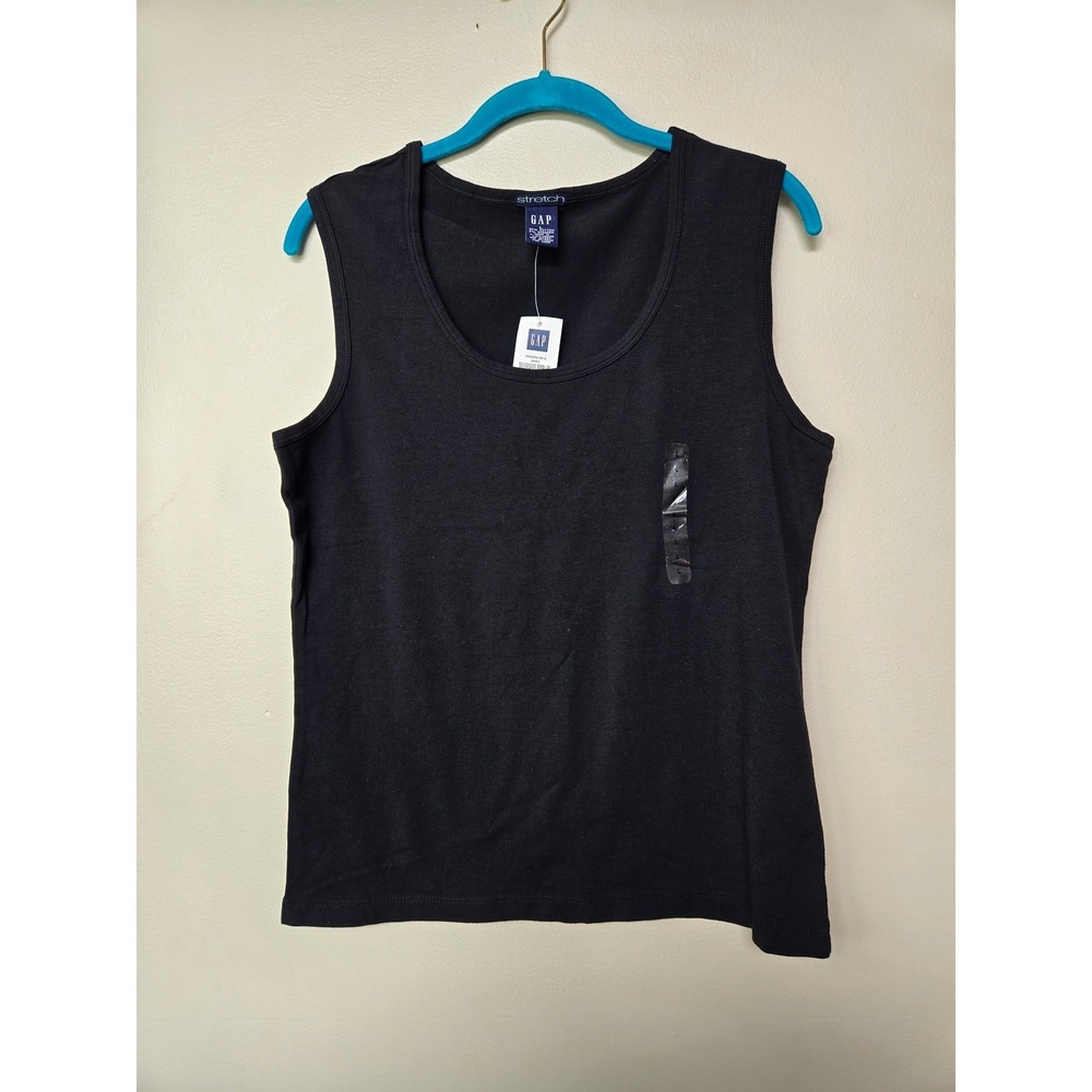 Vintage GAP Stretch Tank Top Womens Large Black Scoop Neck Y2K NWT 2000
